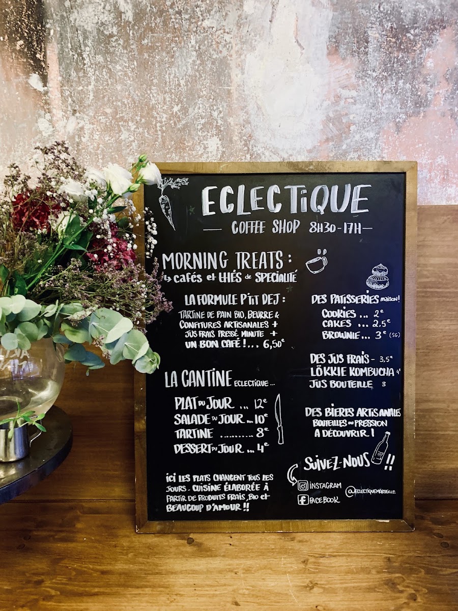 ECLECTIQUE MARSEILLE menu board