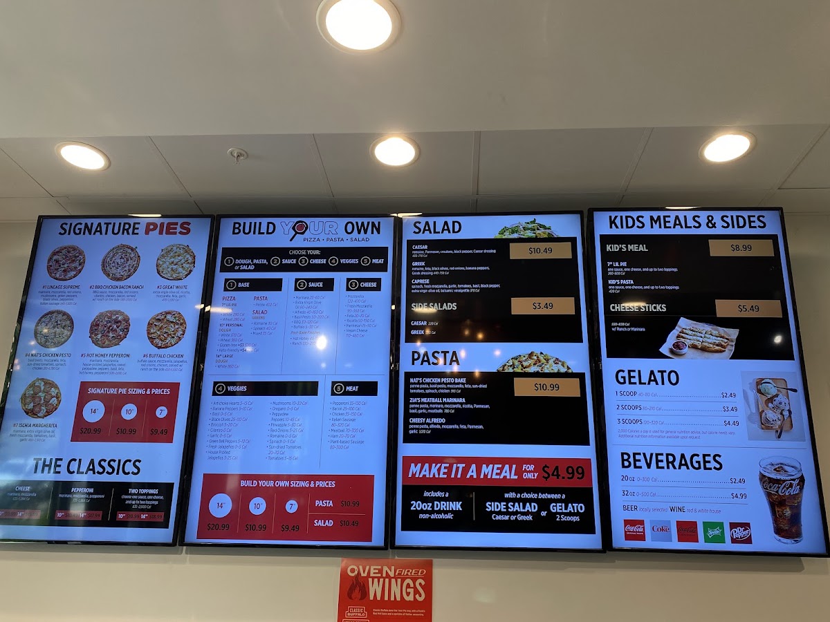 Your Pie Pizza Auburn menu board