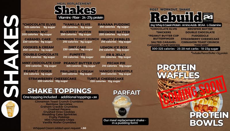 Kind Nutrition menu board