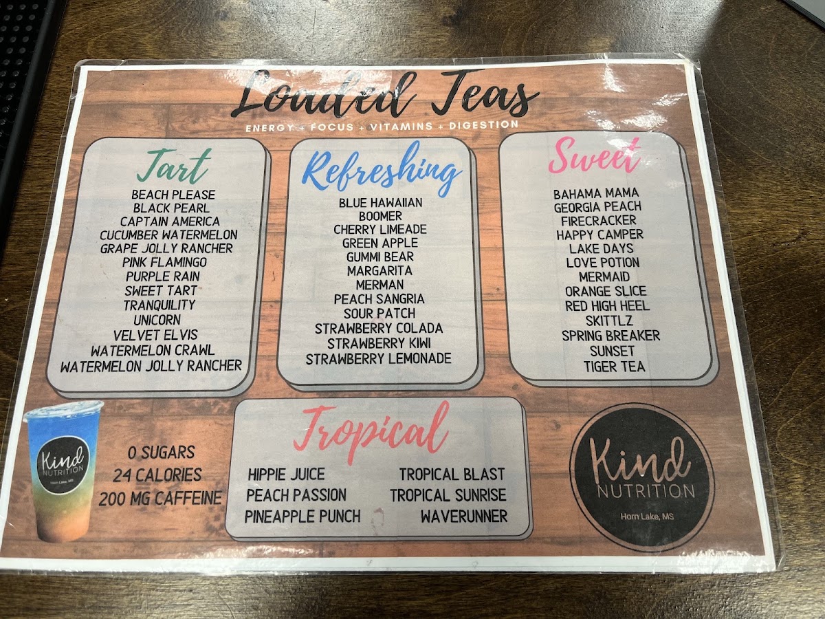 Kind Nutrition menu board
