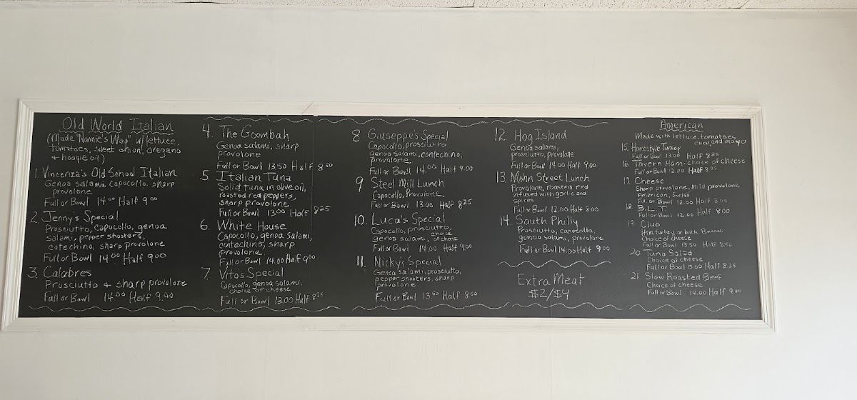 Nonnie's Subs menu board