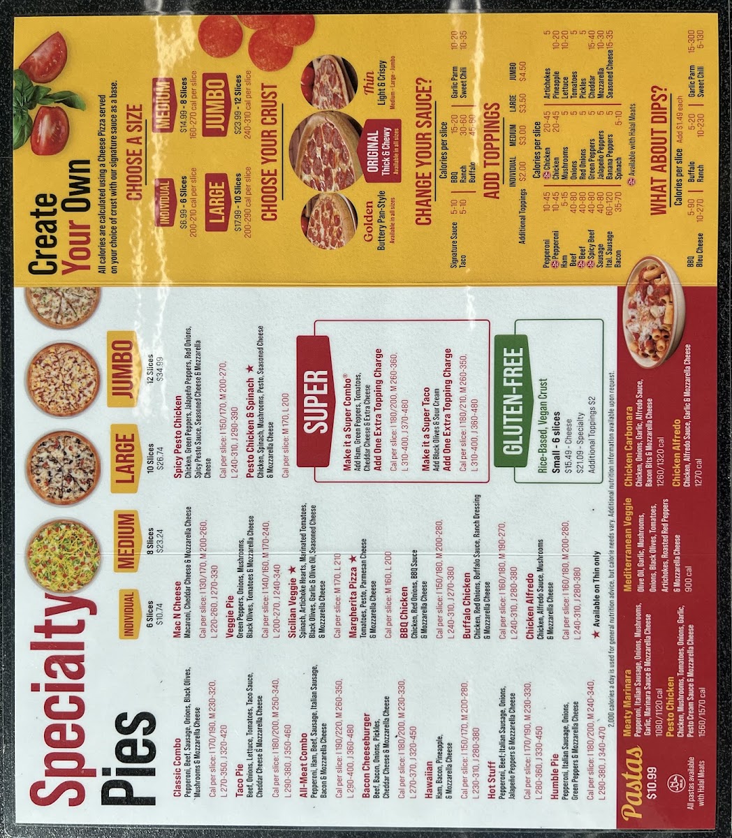Godfather's Pizza Aubrey menu board