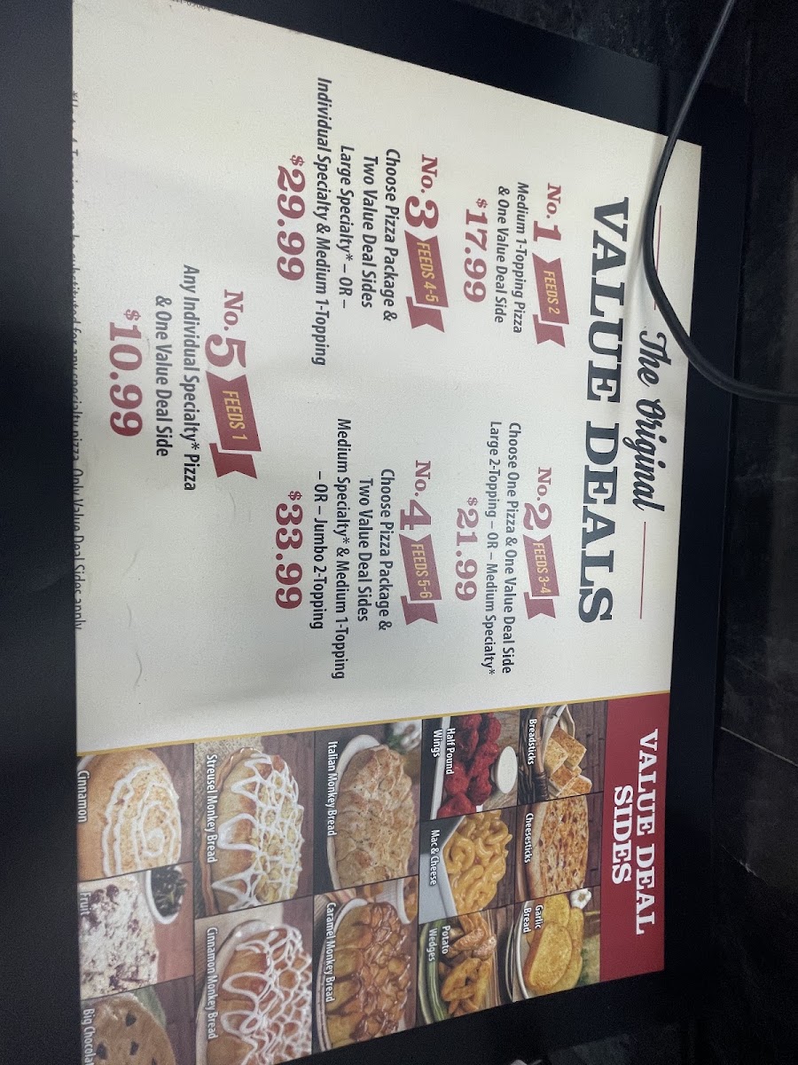 Godfather's Pizza Aubrey menu board