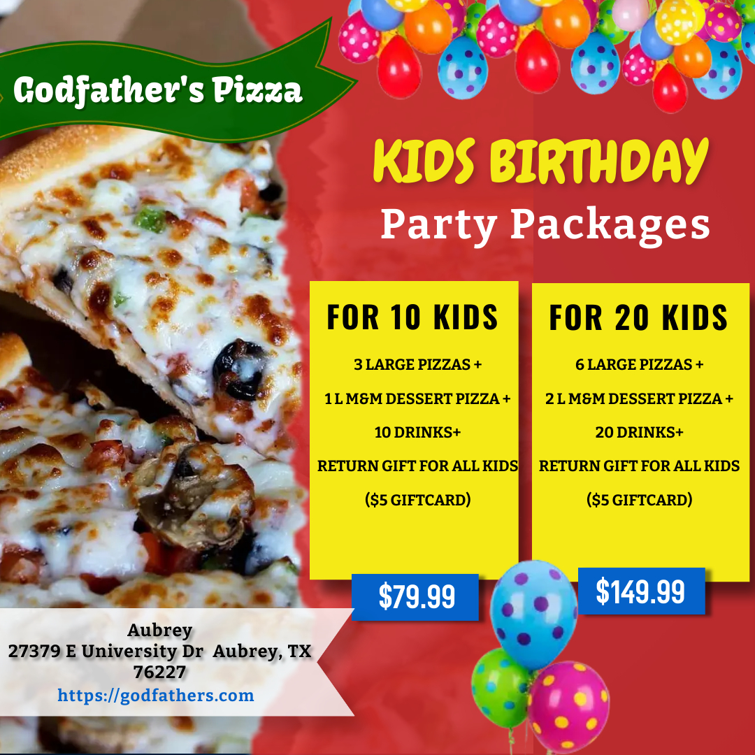 Godfather's Pizza Aubrey menu board