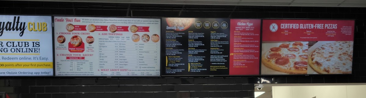 Godfather's Pizza Aubrey menu board