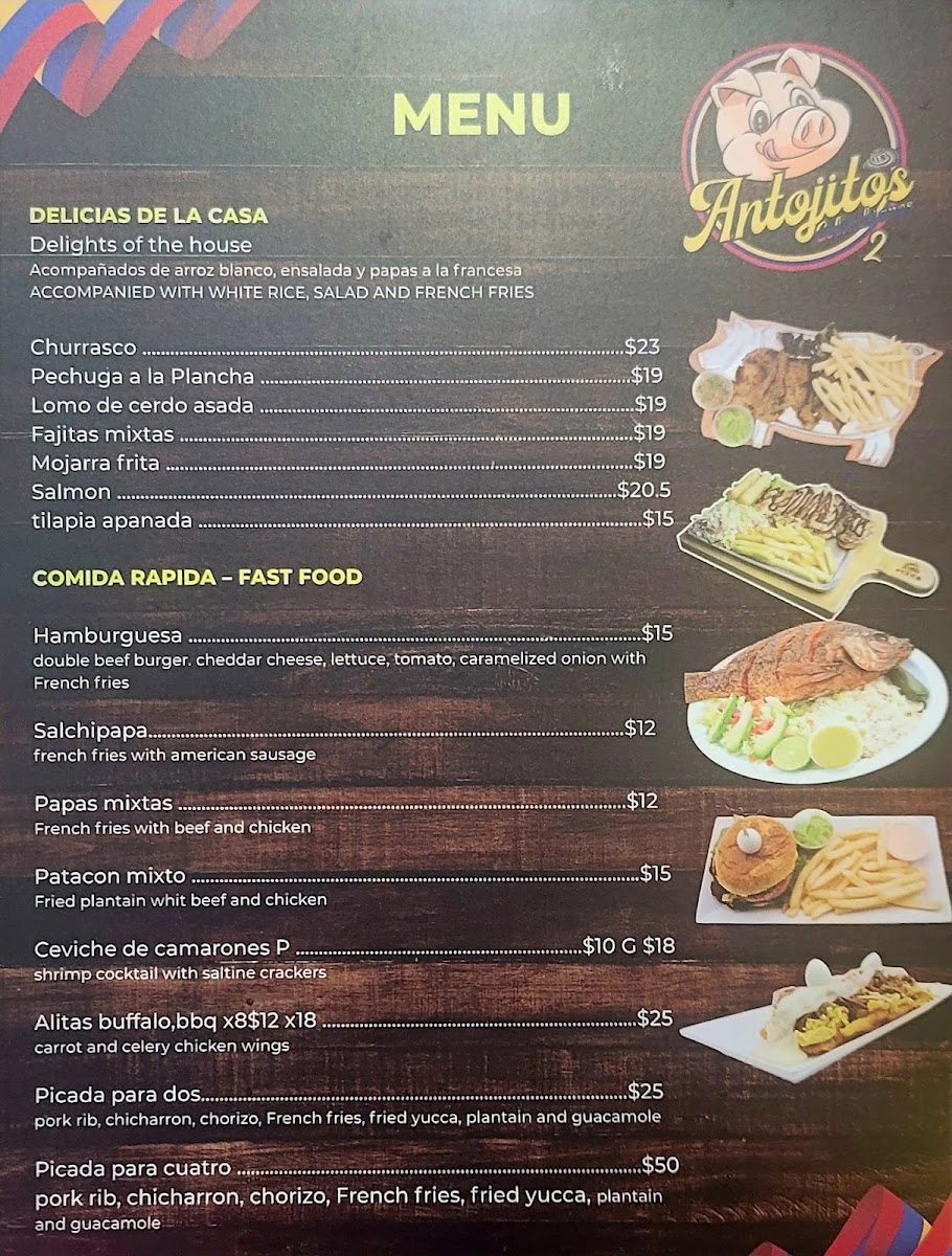 Antojitos Colombianos 2 menu board