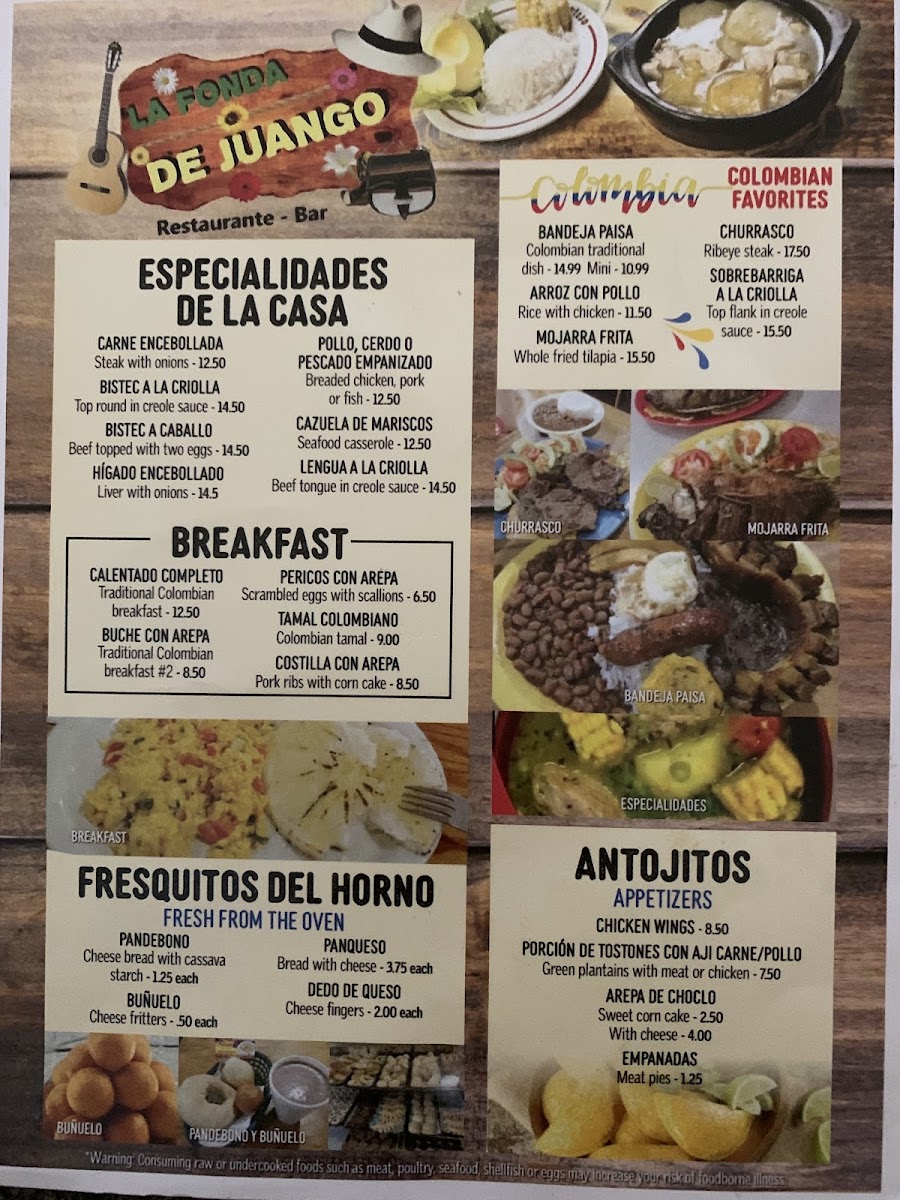 Antojitos Colombianos 2 menu board