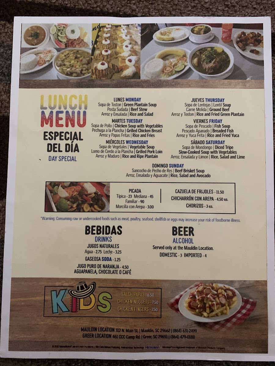 Antojitos Colombianos 2 menu board