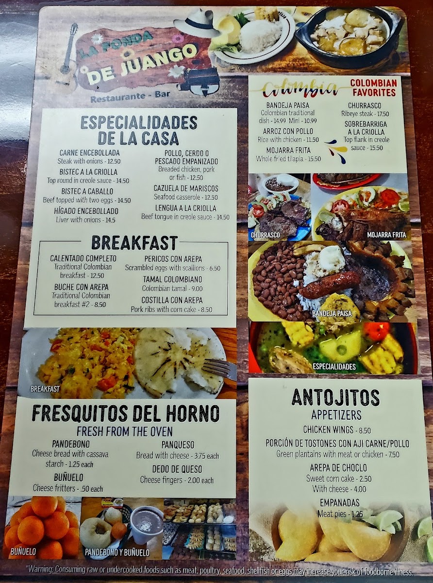 Antojitos Colombianos 2 menu board