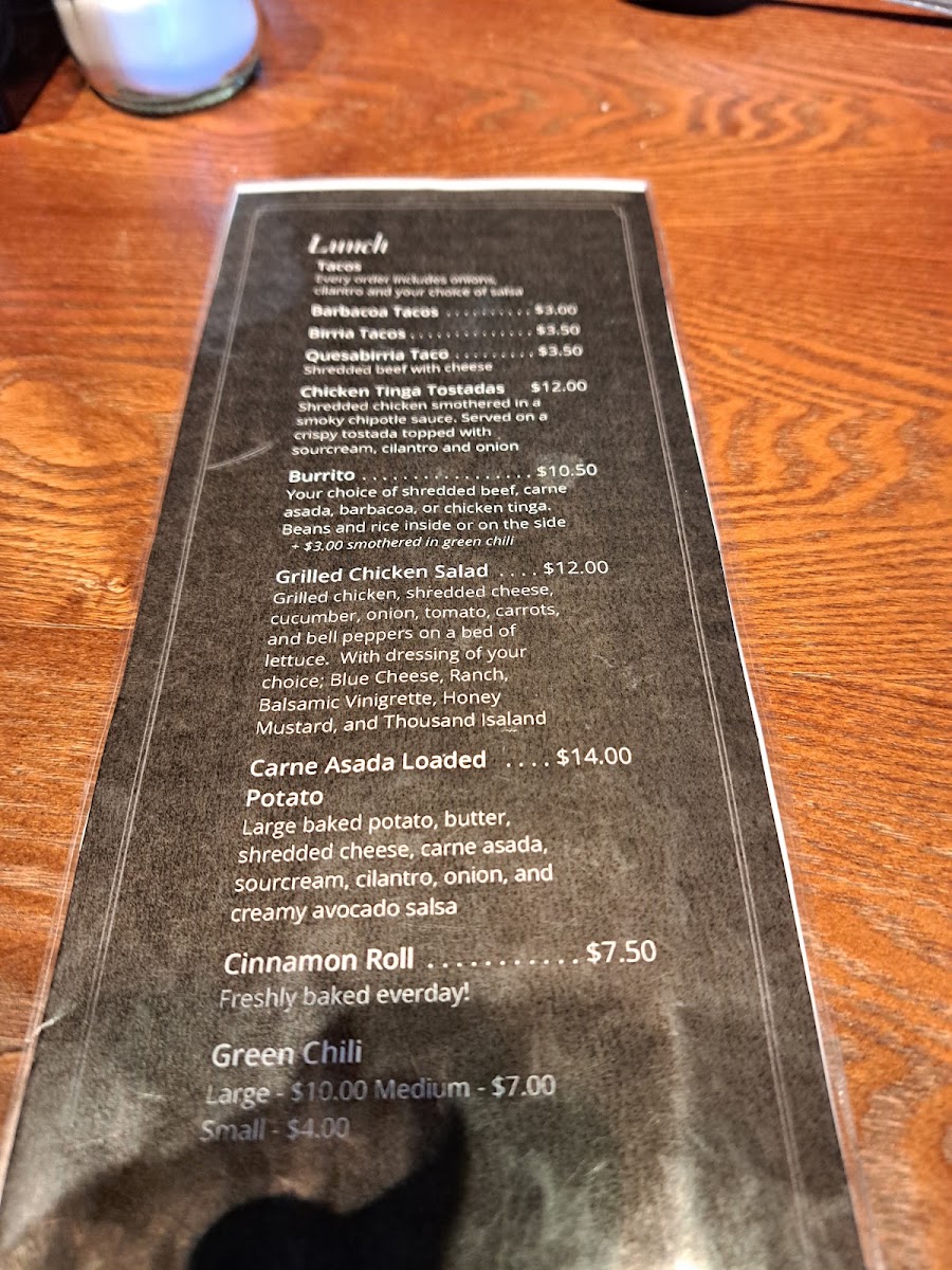 Rita's Cafe menu board