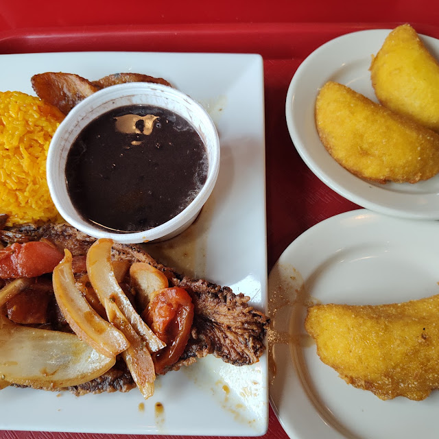 Fish with Rice and Beans and Empanadas