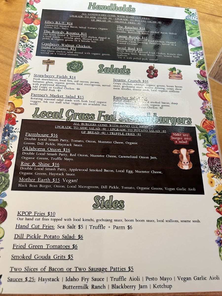 Ella’s Acres - Corning menu board