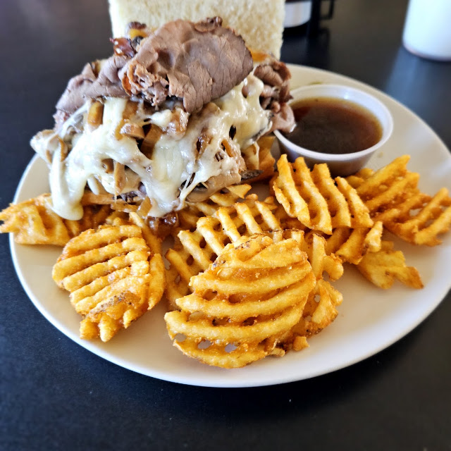 Monster Roast Beef Sandwich with Waffle Fries
