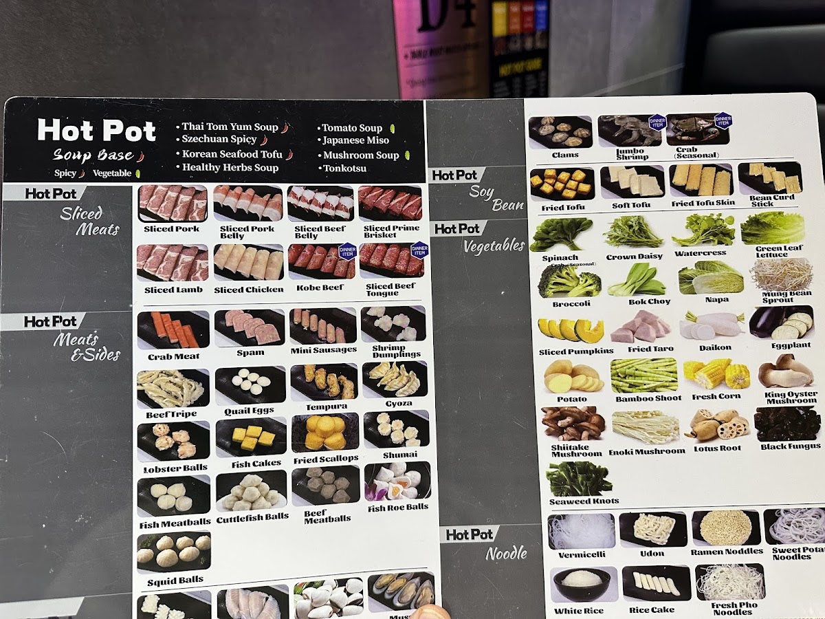 Korill Hut Korean BBQ & Hot Pot menu board