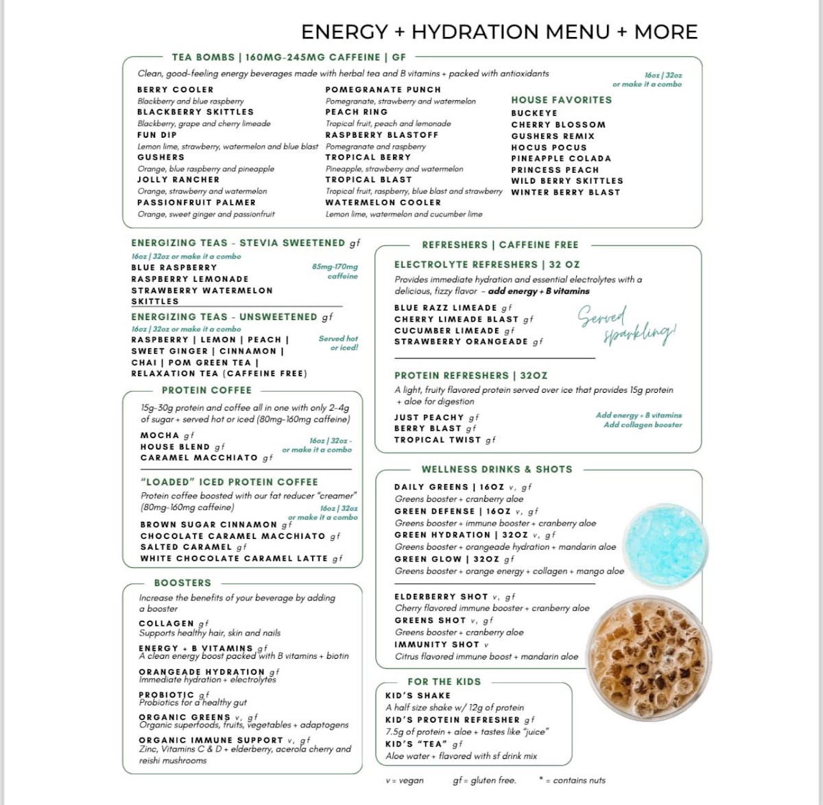 North Bridge Nutrition menu board