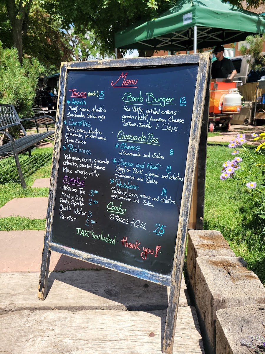 Bomb Street menu board