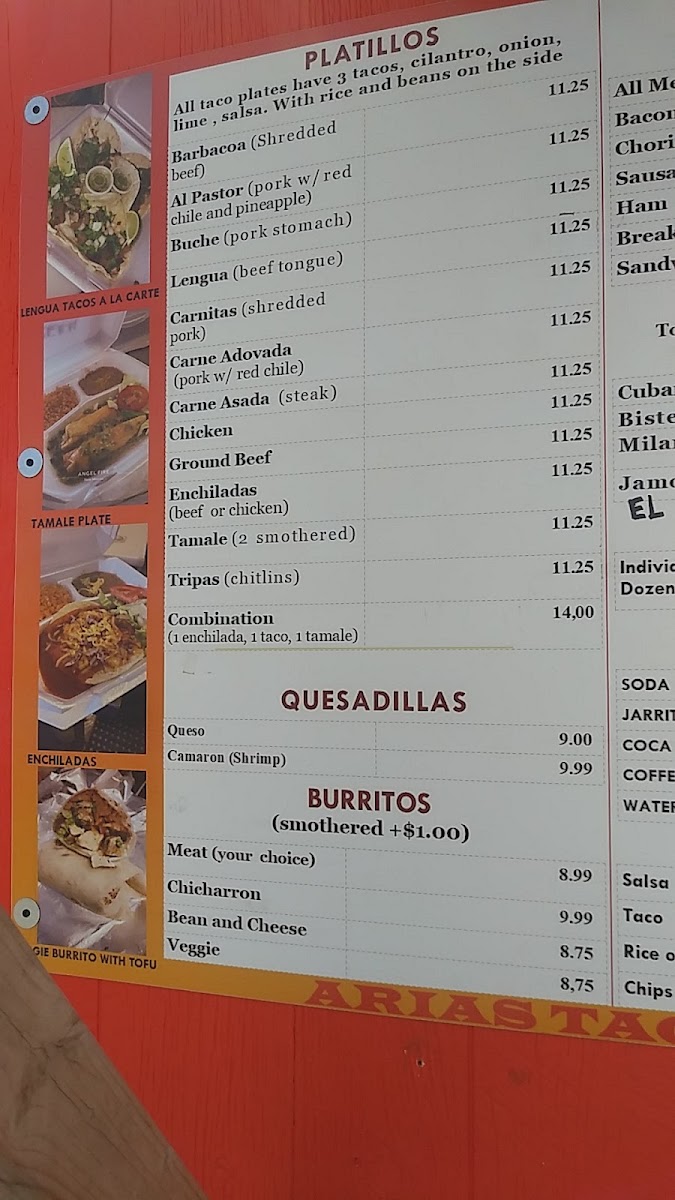 Arias Taquería | Mexican Food Truck menu board