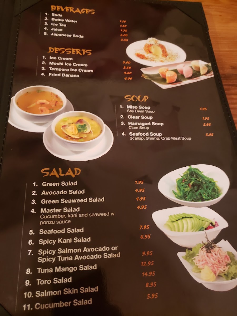 Taka Japanese restaurant menu board