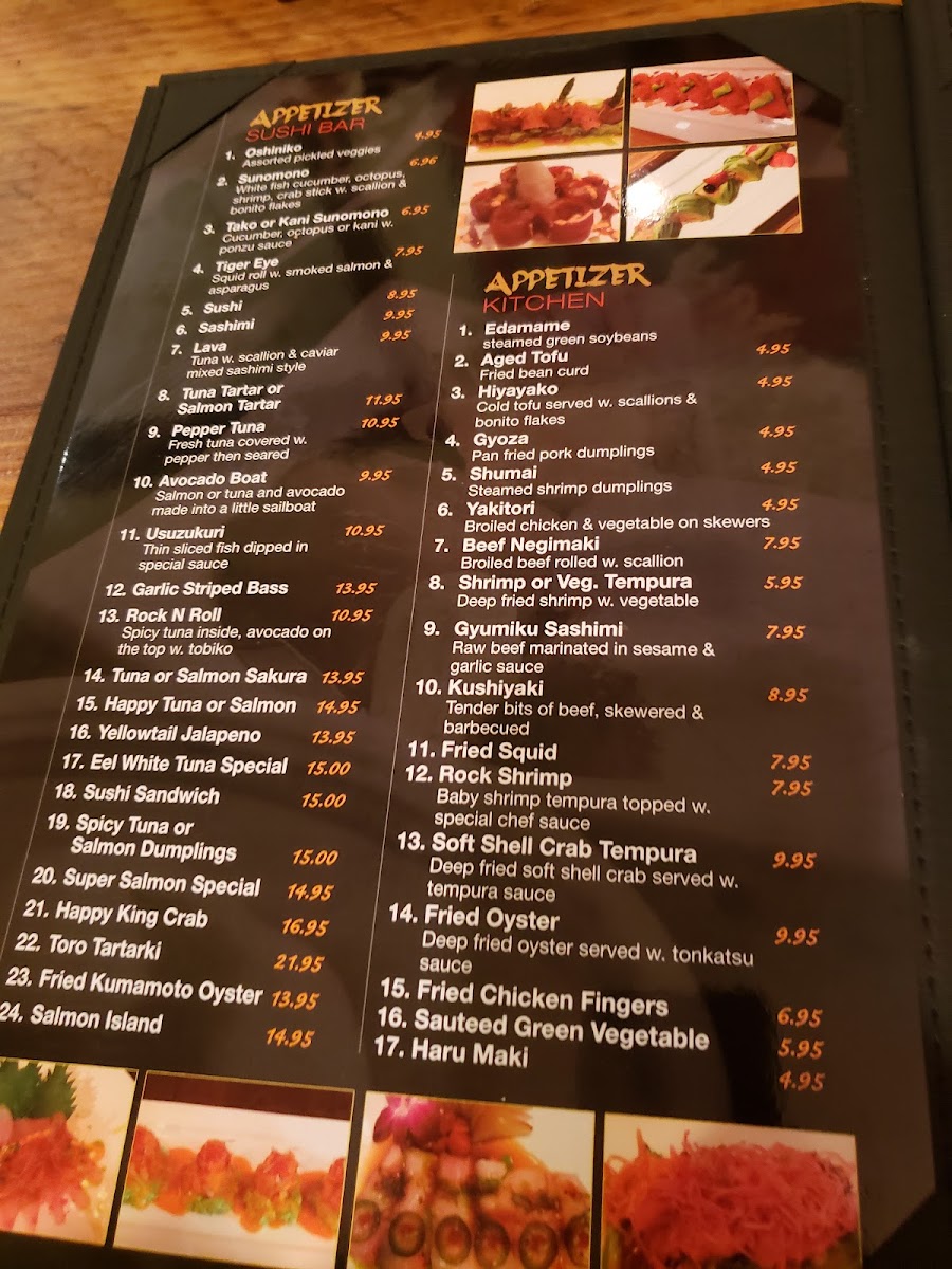 Taka Japanese restaurant menu board