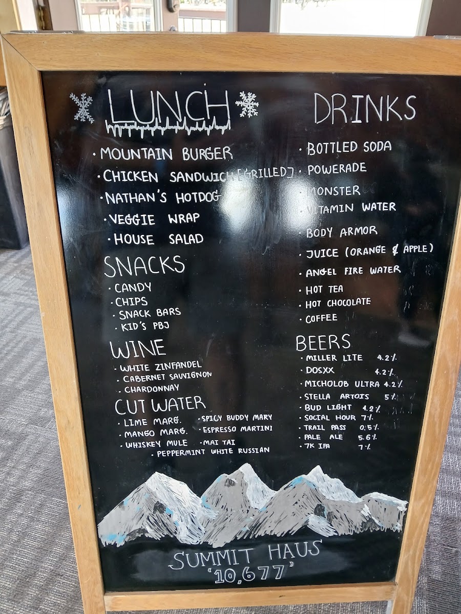 Summit Haus menu board
