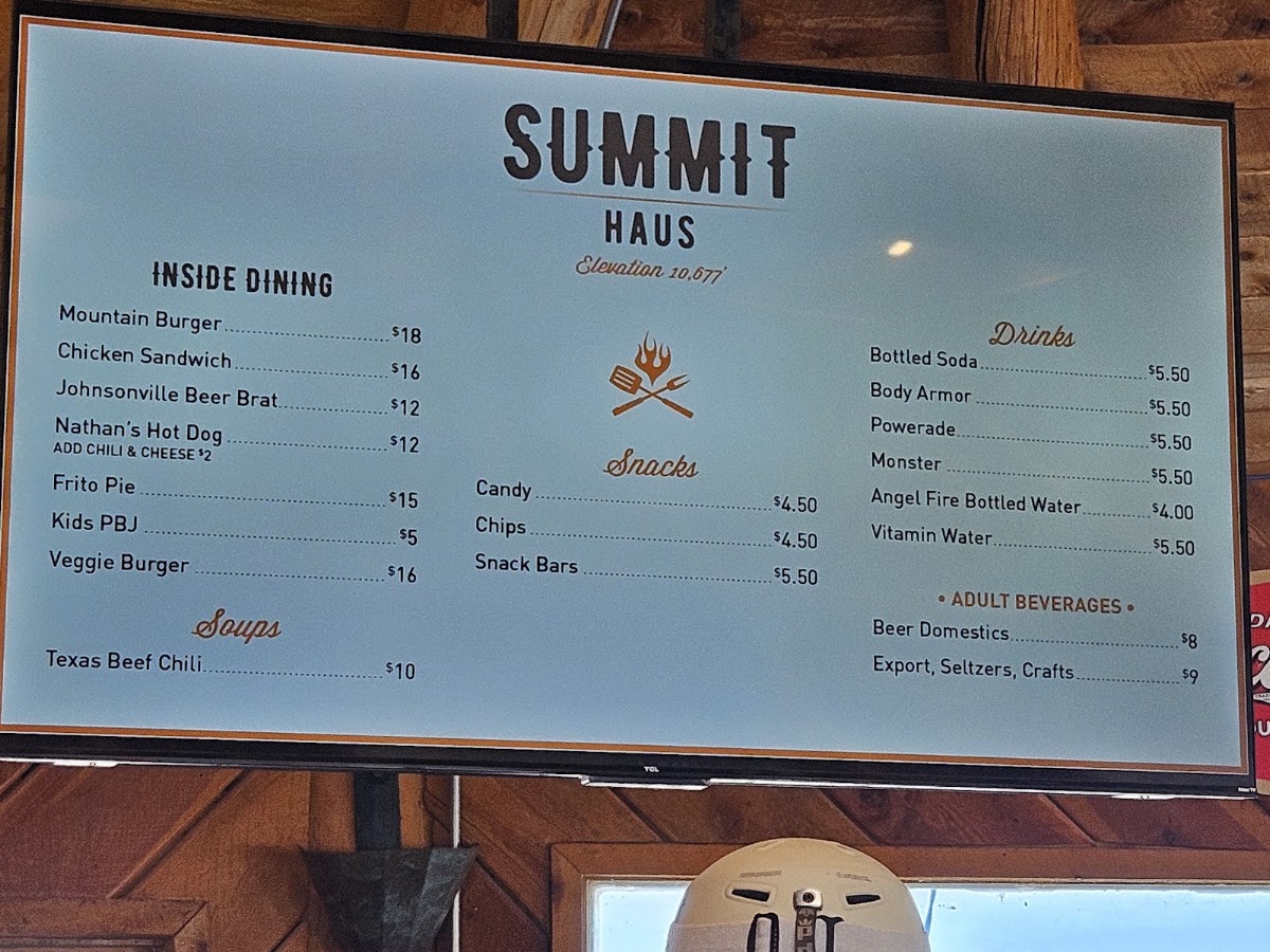 Summit Haus menu board