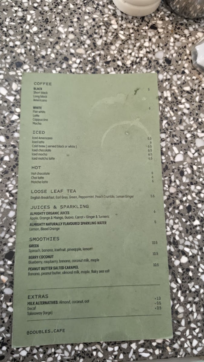 Doubles menu board