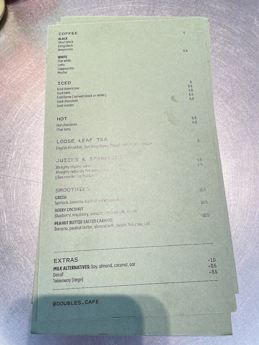 Doubles menu board