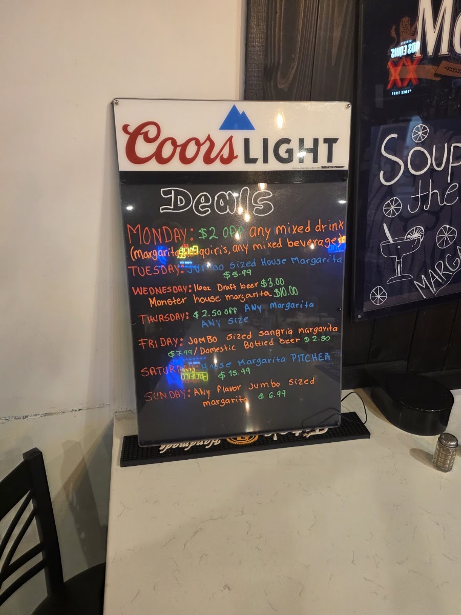 Mezcali Mexican Restaurant menu board