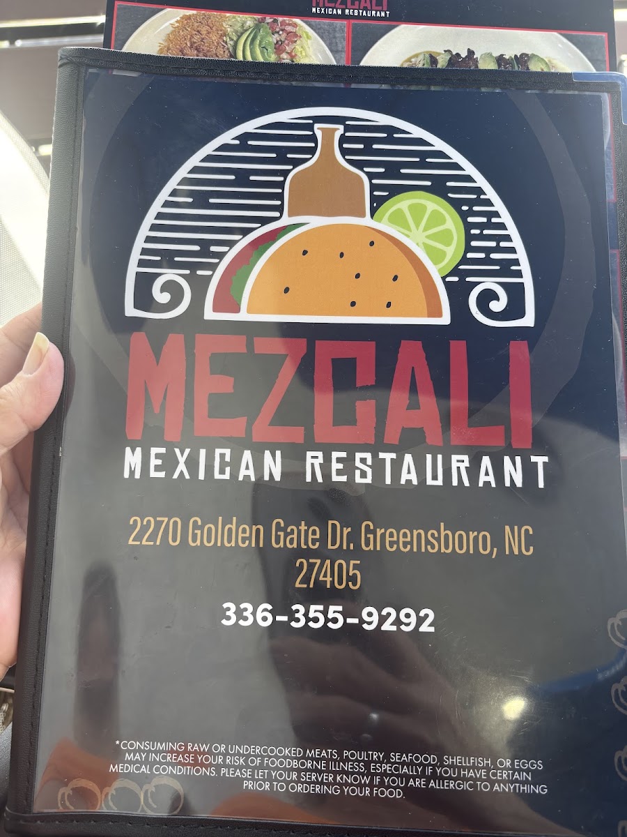 Mezcali Mexican Restaurant menu board