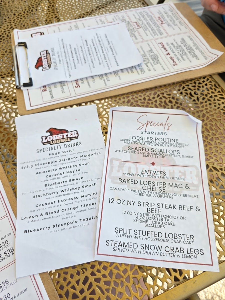 Lobster Lounge menu board
