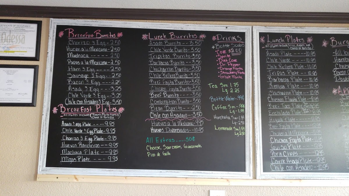 La Esperanza To Go menu board