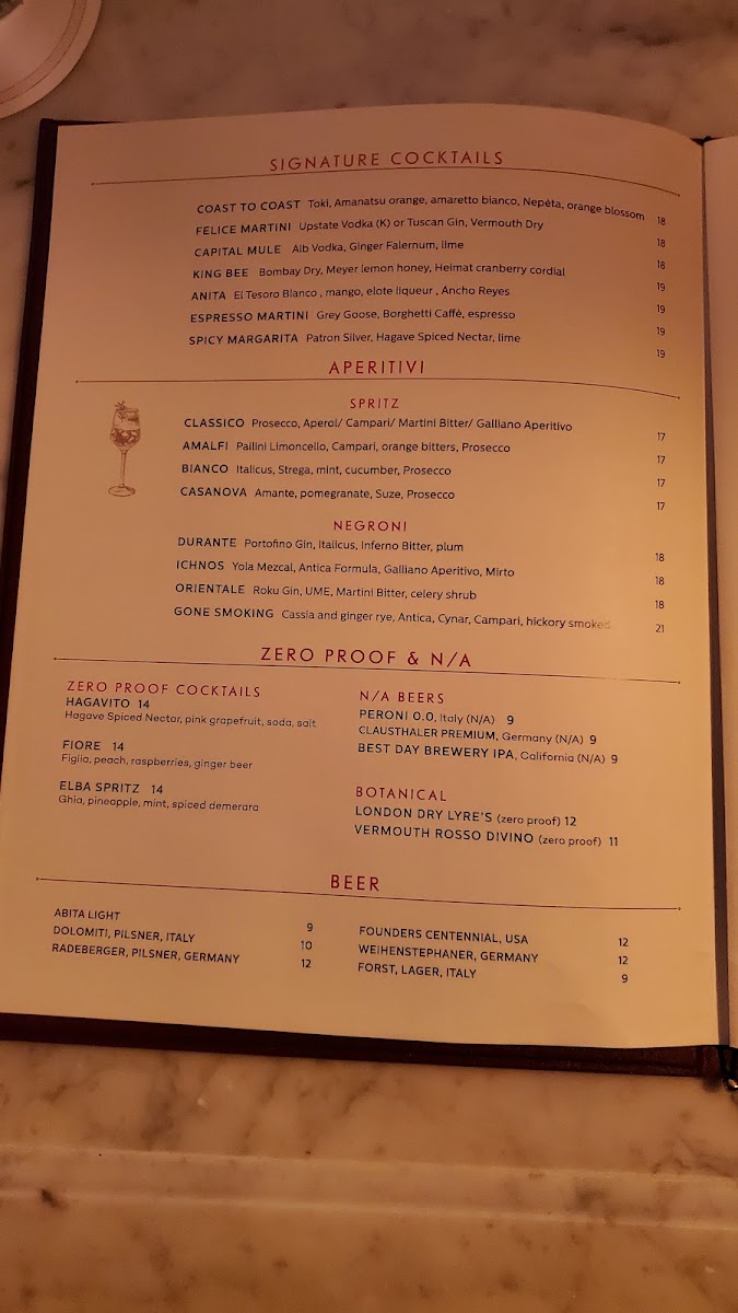 Felice Port Chester menu board