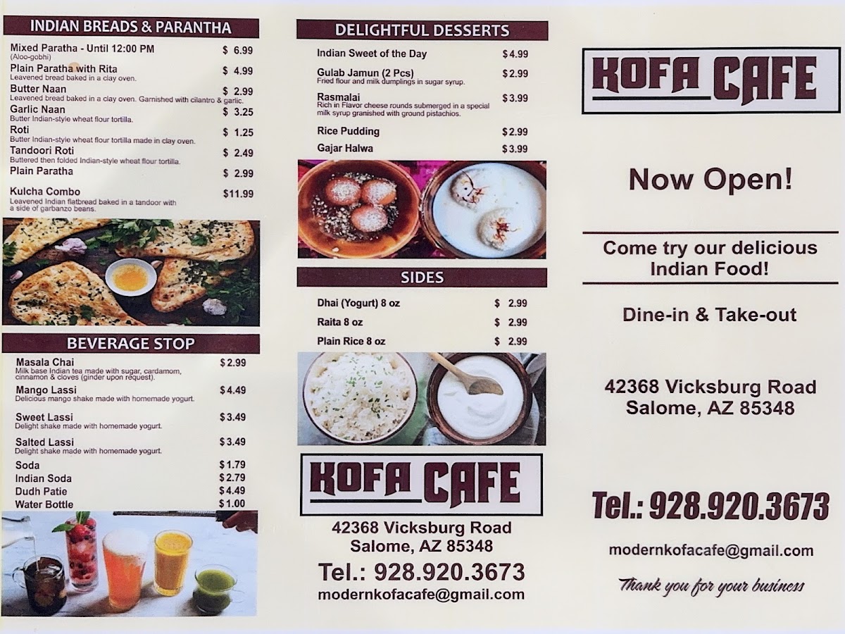 Punjabi Dhaba | Modern Kofa Cafe menu board