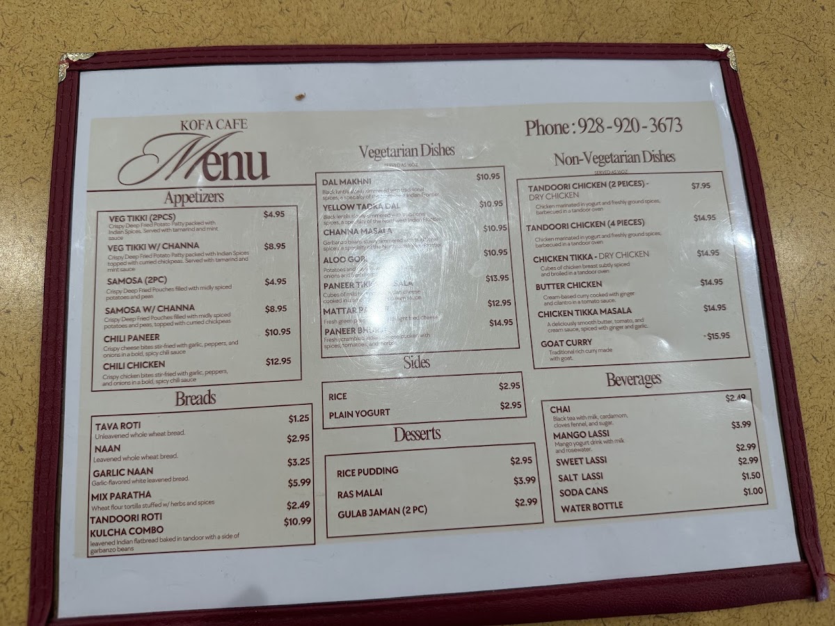 Punjabi Dhaba | Modern Kofa Cafe menu board