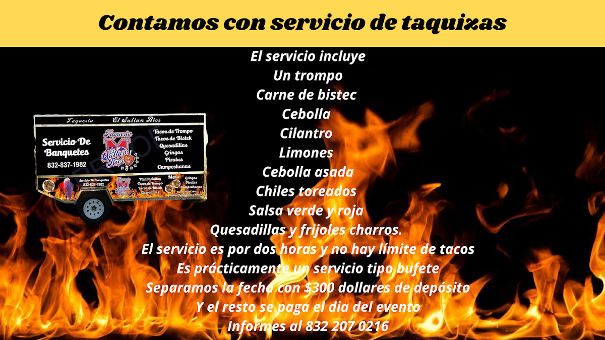 Taqueria El Sultan Rios menu board