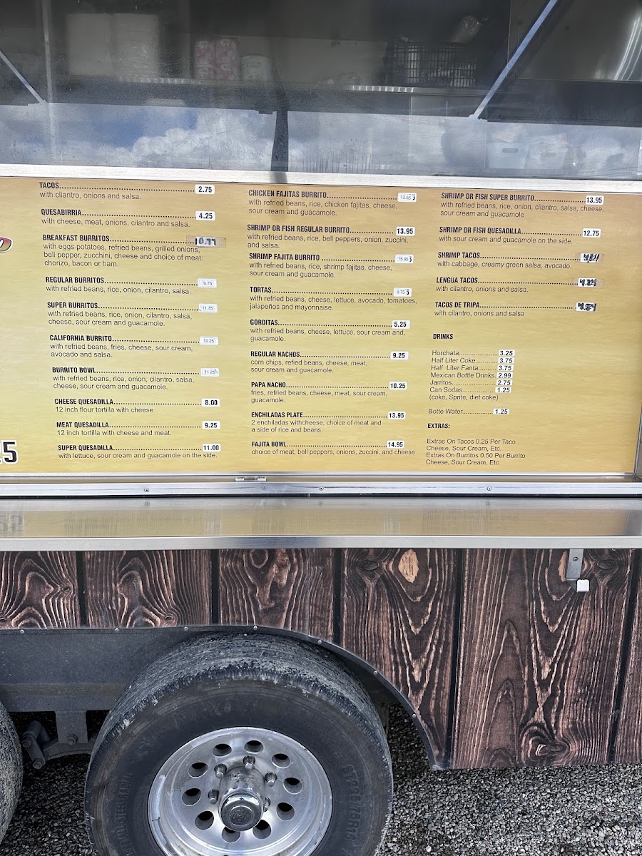 EL Jacalito Mexican Food menu board