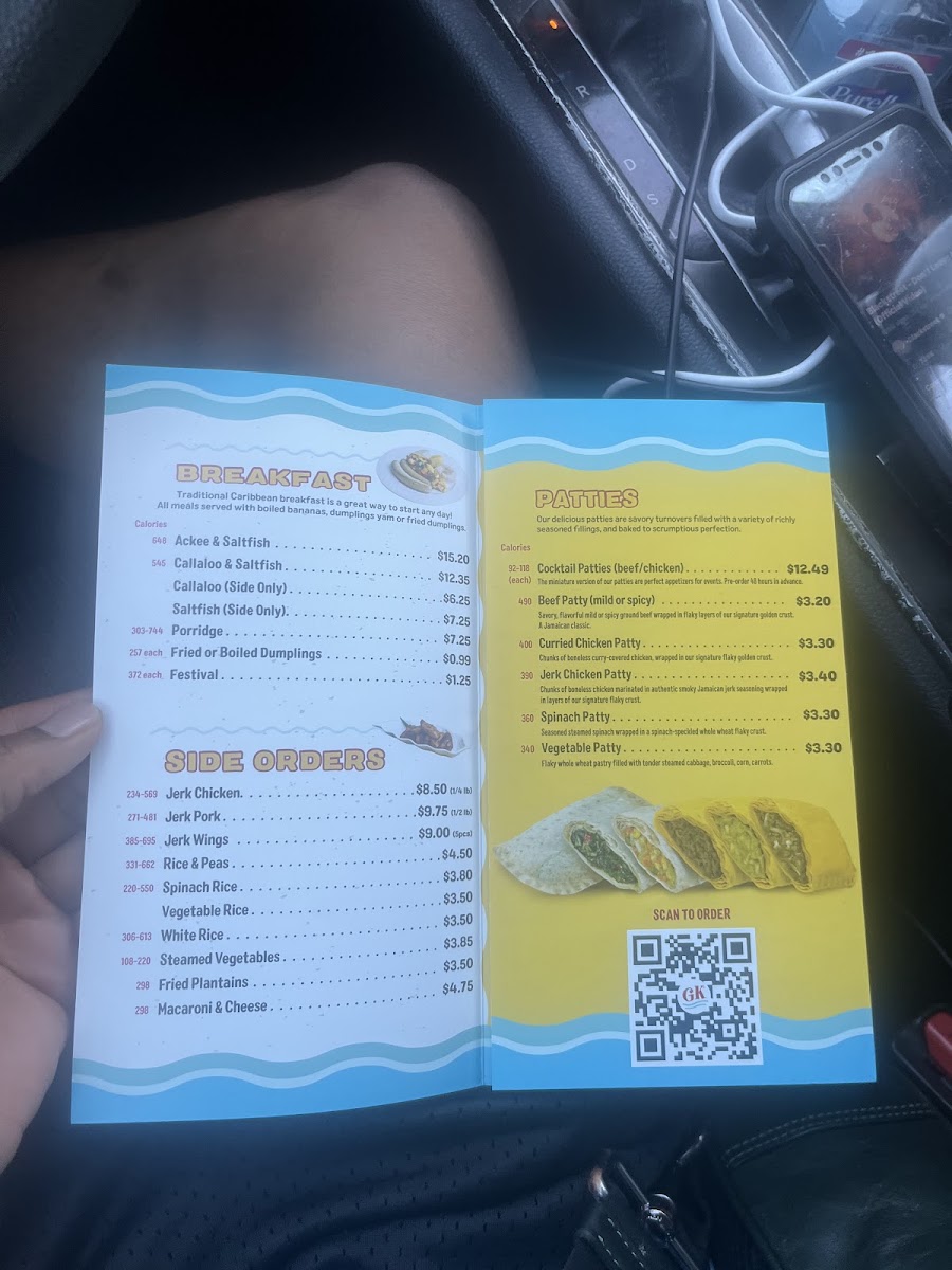 Golden Krust Caribbean Restaurant menu board