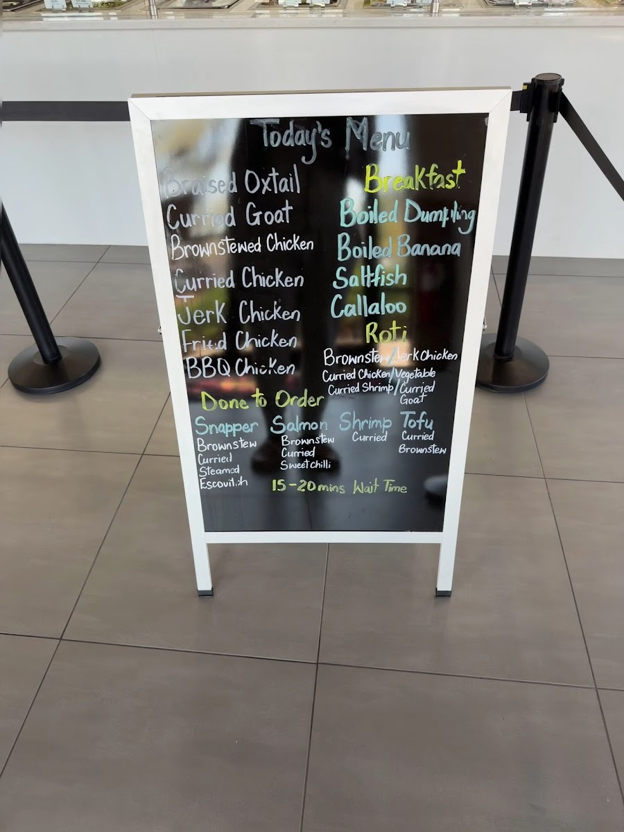 Golden Krust Caribbean Restaurant menu board