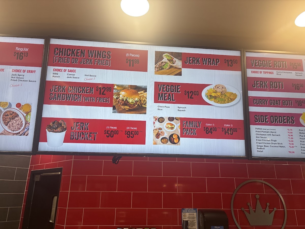 Jerk King menu board