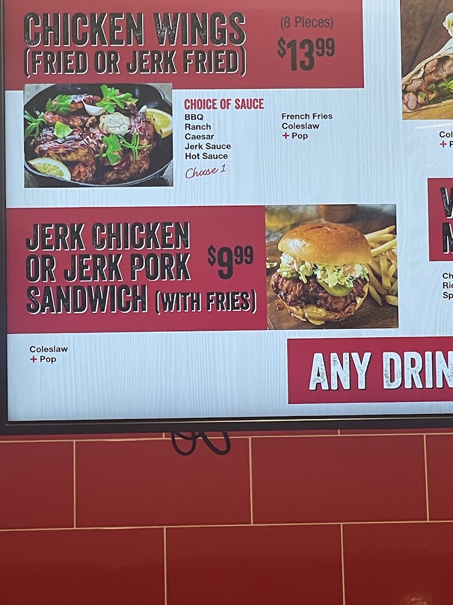 Jerk King menu board