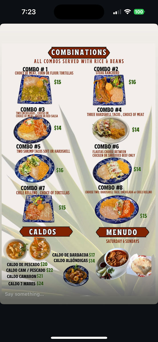 El Maguey Mexican Grill menu board