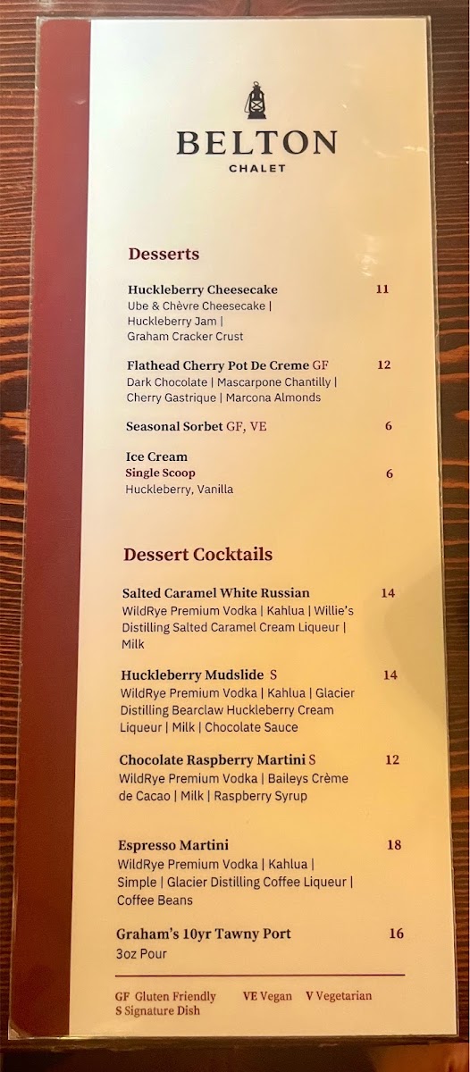 Belton Tap Room & Dining Room menu board