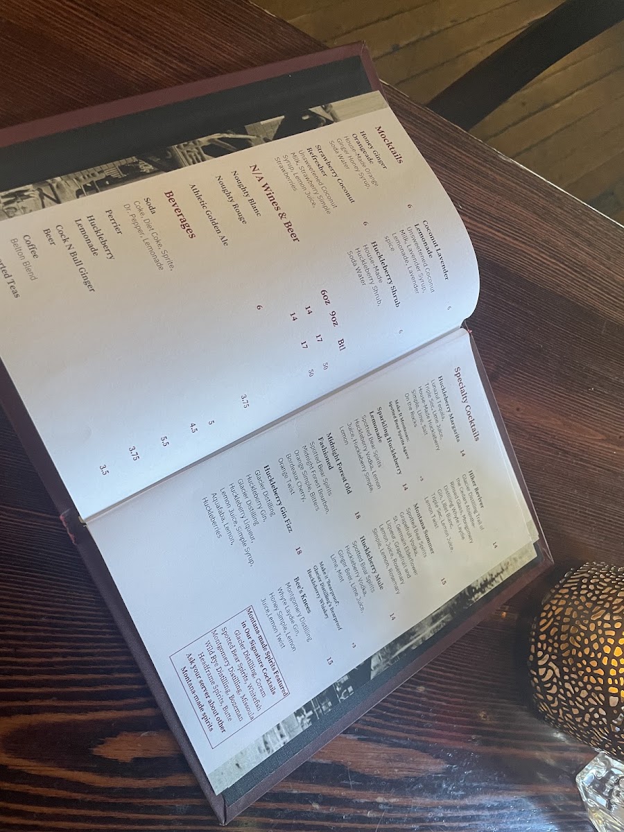 Belton Tap Room & Dining Room menu board