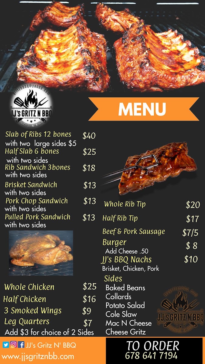 GRITZ N BBQ menu board