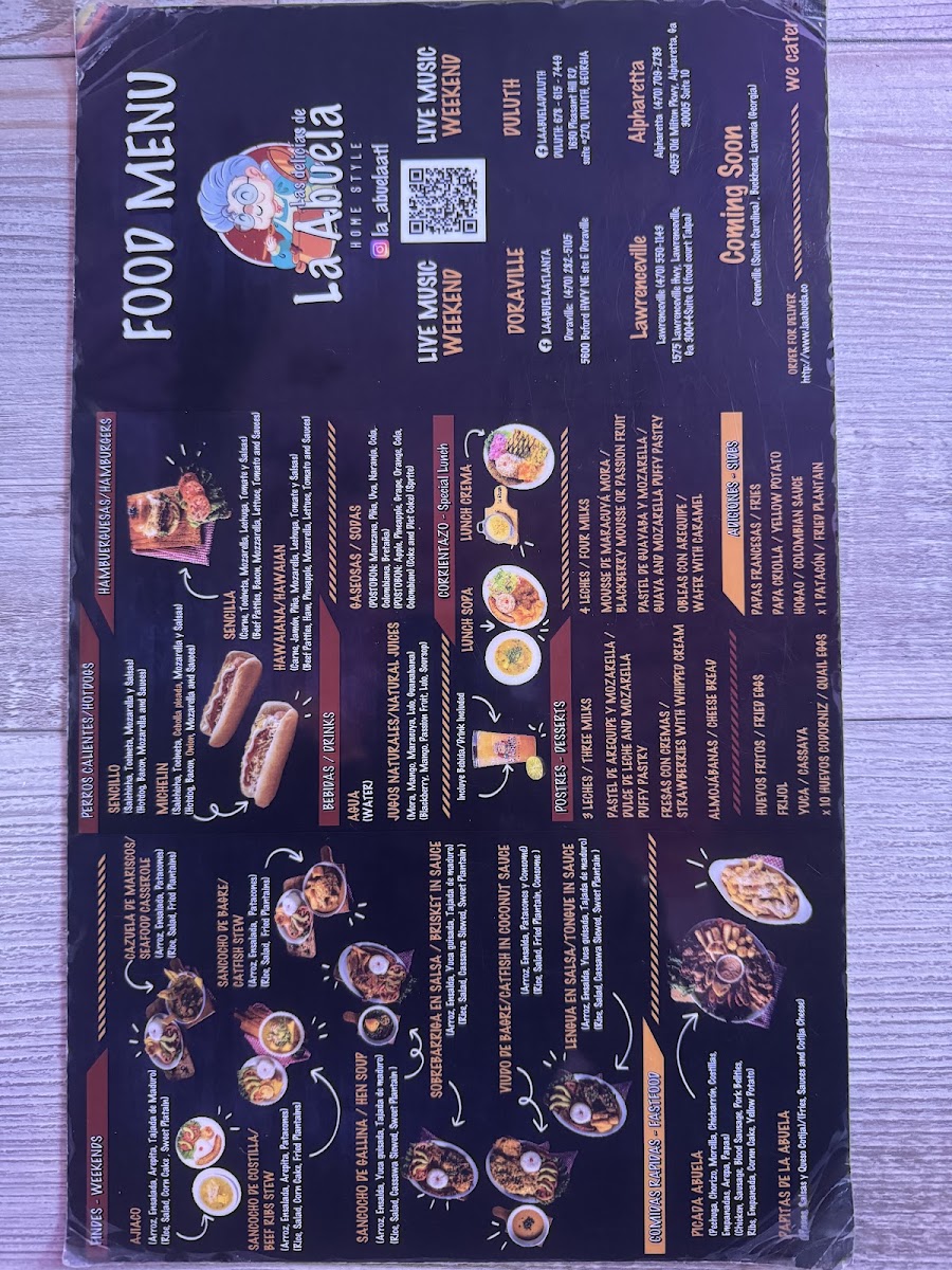 La Abuela Made in Casa menu board