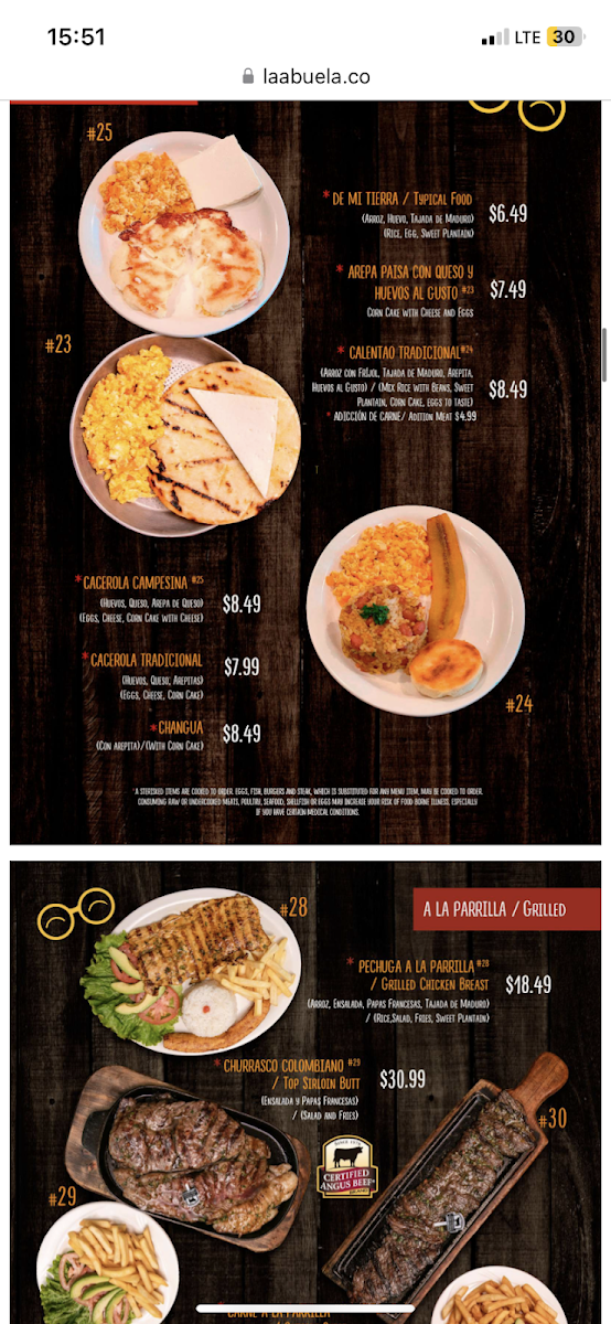 La Abuela Made in Casa menu board