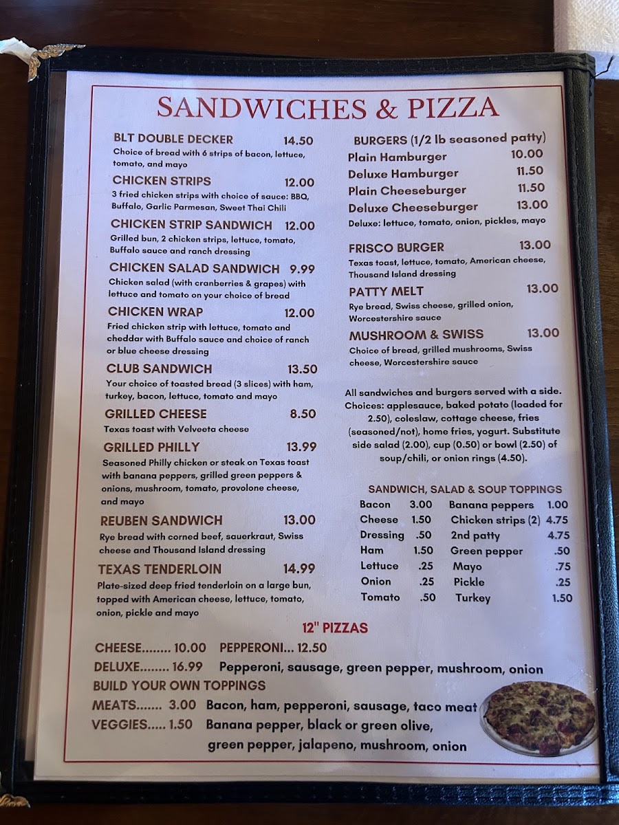 Mundy's Bar & Grill menu board