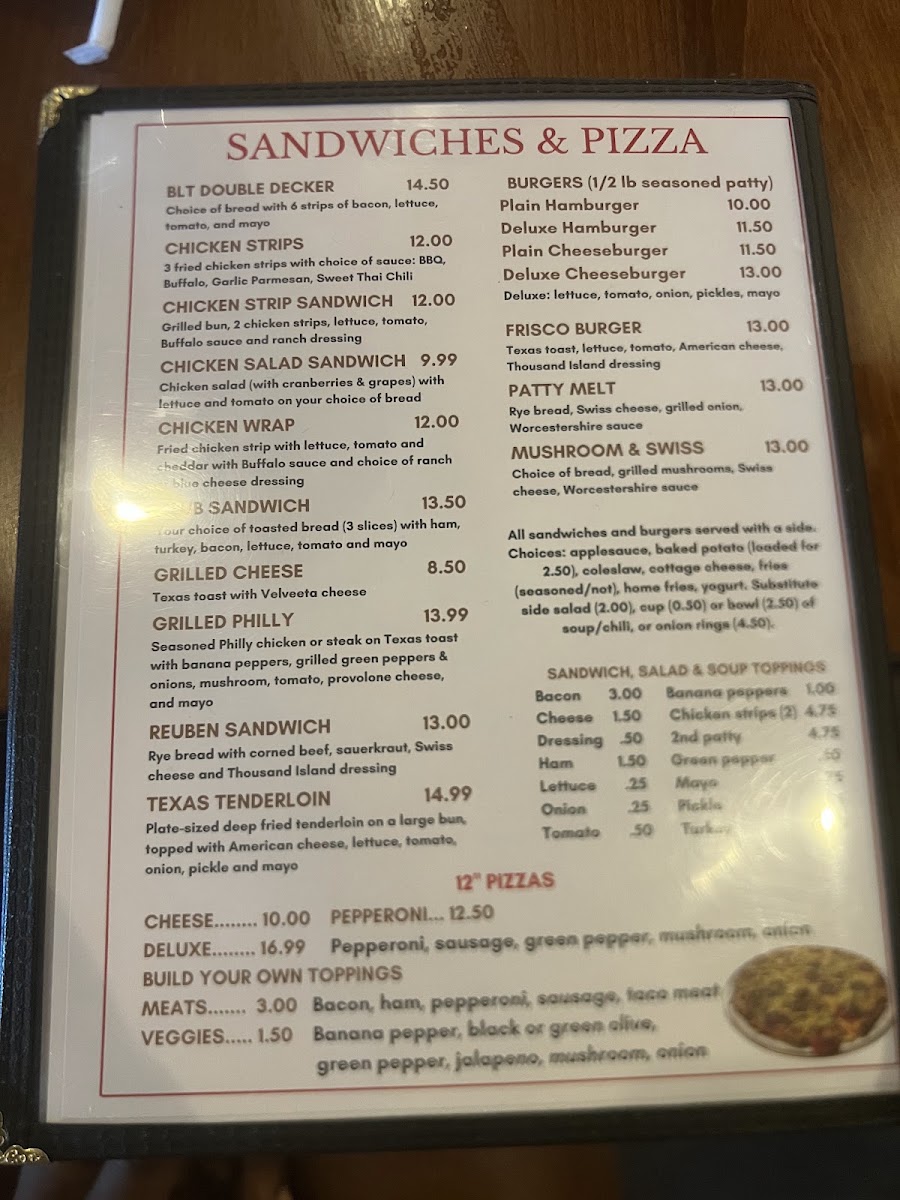 Mundy's Bar & Grill menu board