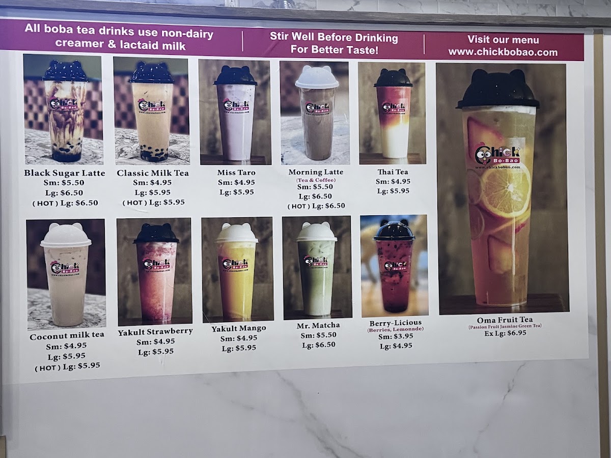 Chick Bo Bao menu board