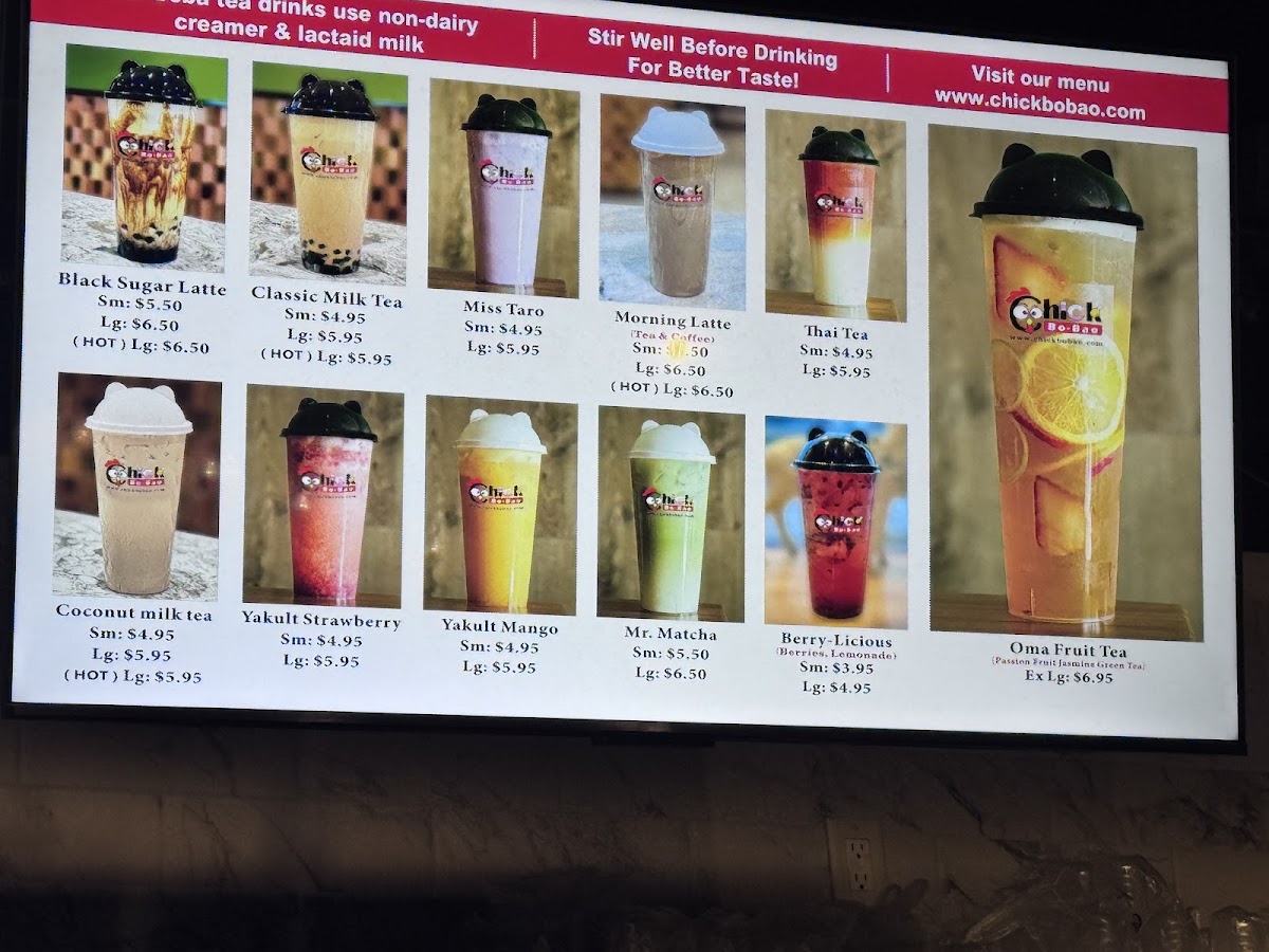 Chick Bo Bao menu board